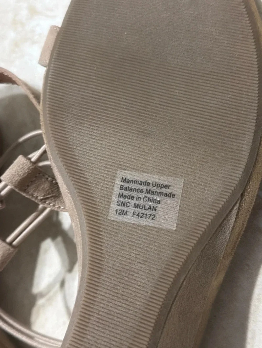 Style & Co Taupe Faux Suede Strappy Slip On Wedge Sandals